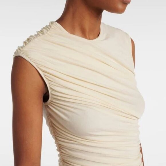 Womens Agolde Cream Ruched Ester Twist Sleeveless Tank Top M - Picture 1 of 13